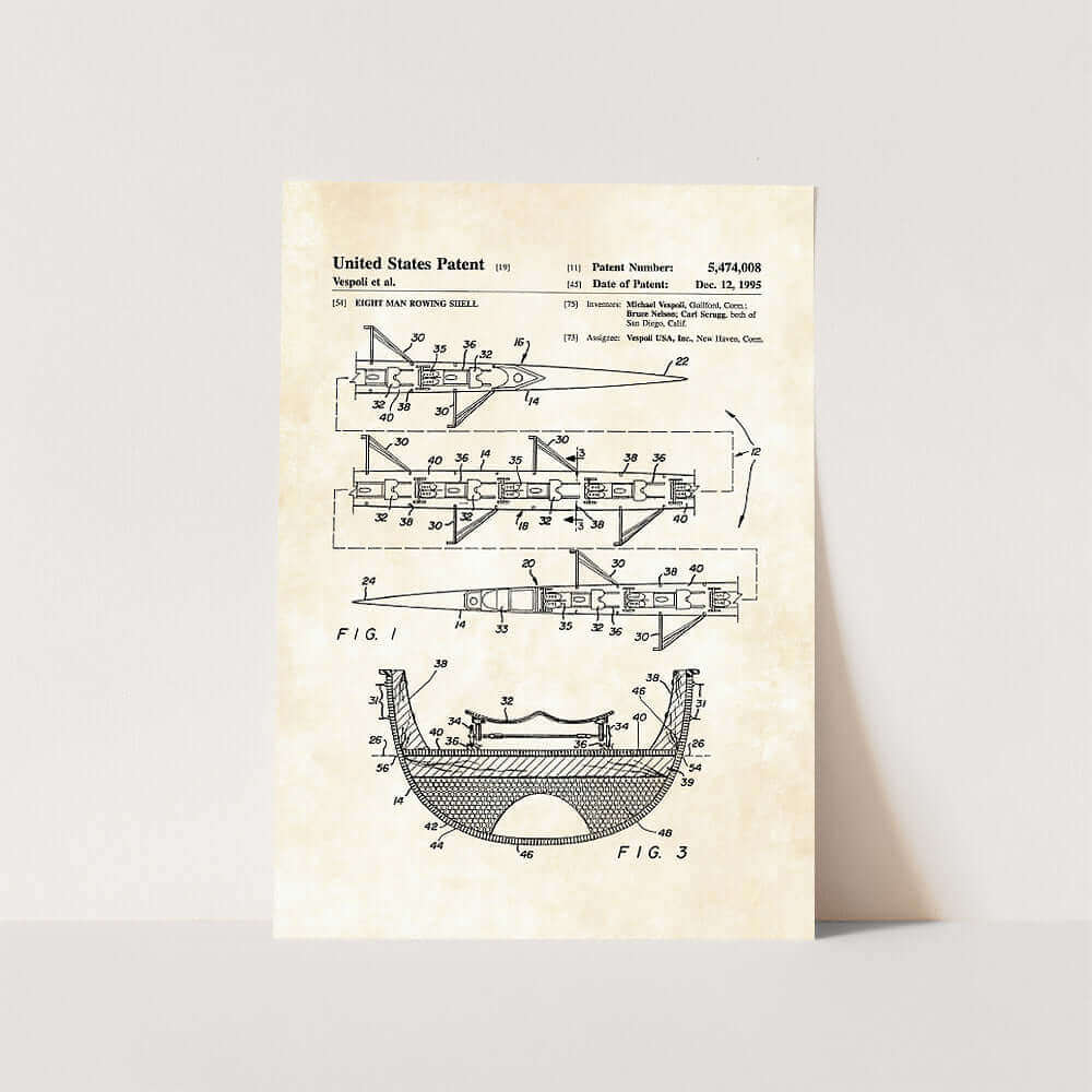 8 Man Rowing Shell Patent Art Print