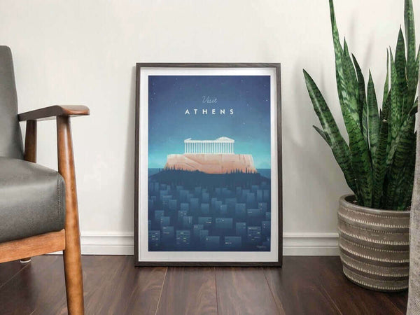 Athens Art Print framed black