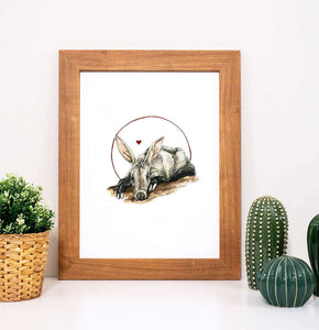 Aardvark Art in Wood Frame
