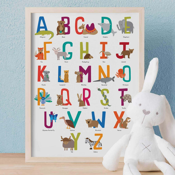 Animal Alphabet - English Art Print