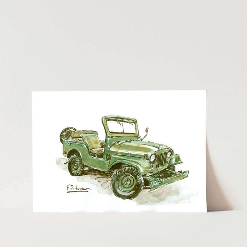 Army Jeep Car Art Print