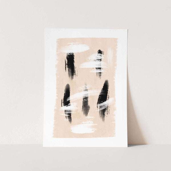 Black & White Brushstrokes Art Print