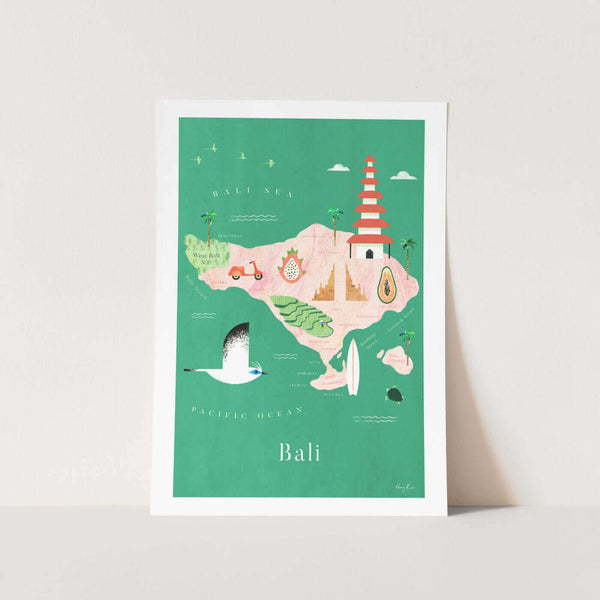 Bali Illustration Map Art Print