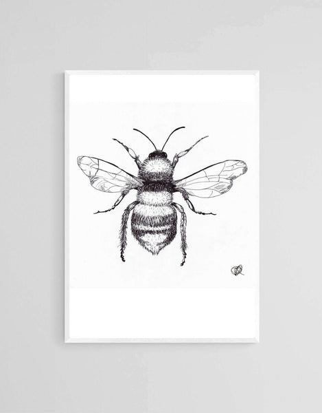 B & W Bee by Jenna Art Print