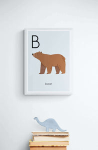 B for Bear Alphabet Art Print