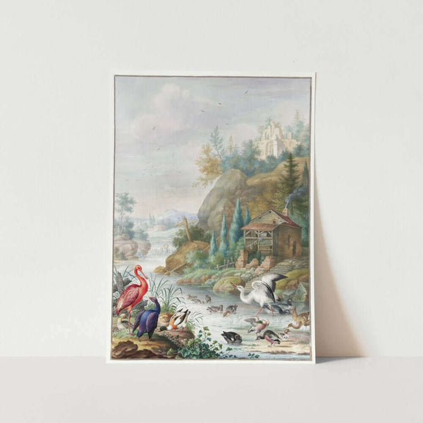 Birds Near a Mountain Stream Art Print