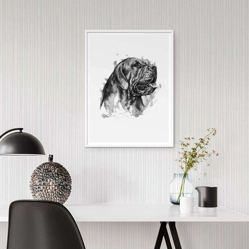 wall art of boerboel dog charcoal sketch