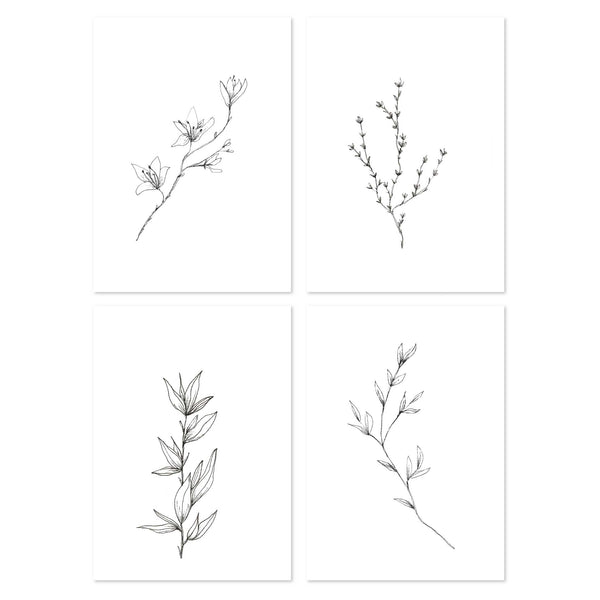 Set of 4 Botanicals by Lor Art Print