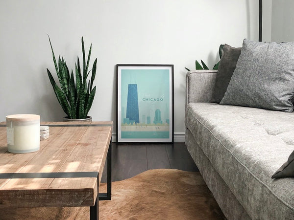 Chicago Art Print black framed