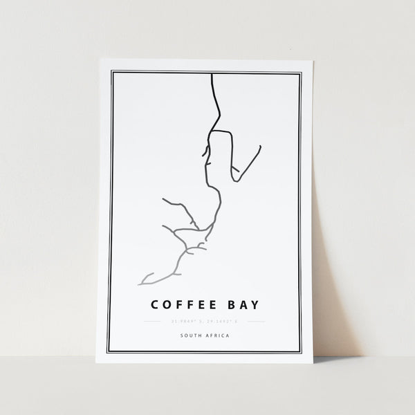 Coffee Bay Map Art Print