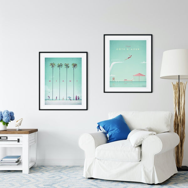 Cote d'Azur Art Print framed black