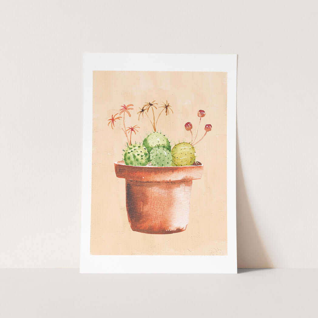 Cactus in pot Art Print
