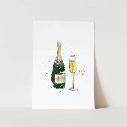 Champagne Watercolour Art Print