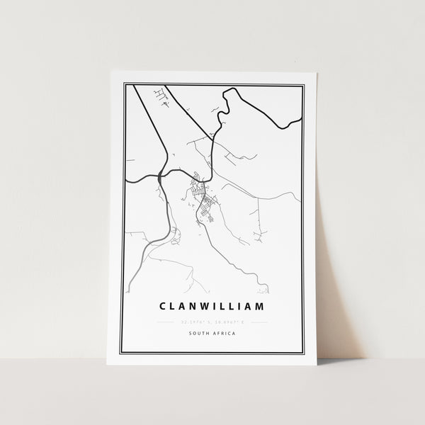 Clanwilliam Map Art Print