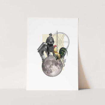 Cock on the moon Art Print