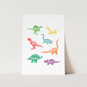 Colourful Dinosaurs Art Print