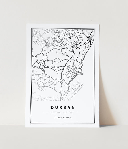 Durban Map Art Print