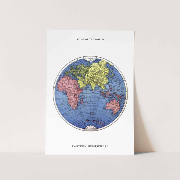 Eastern Hemisphere Map Art Print