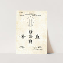 Load image into Gallery viewer, Electric Bulb Patent Art Print