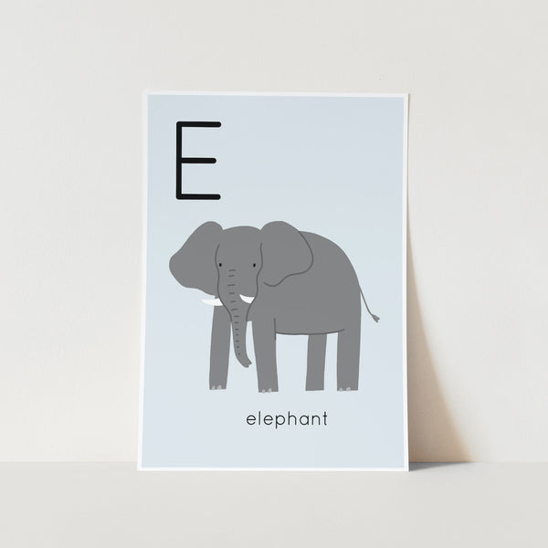 E for Elephant Alphabet Art Print