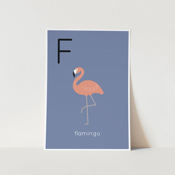 F for Flamingo Alphabet Art Print