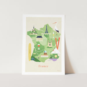 France Illustration Map Art Print