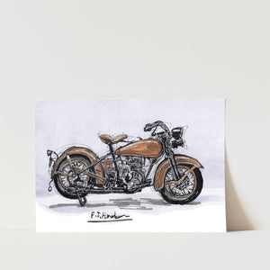 Gold Harley Davidson 40s Motorbike Art Print