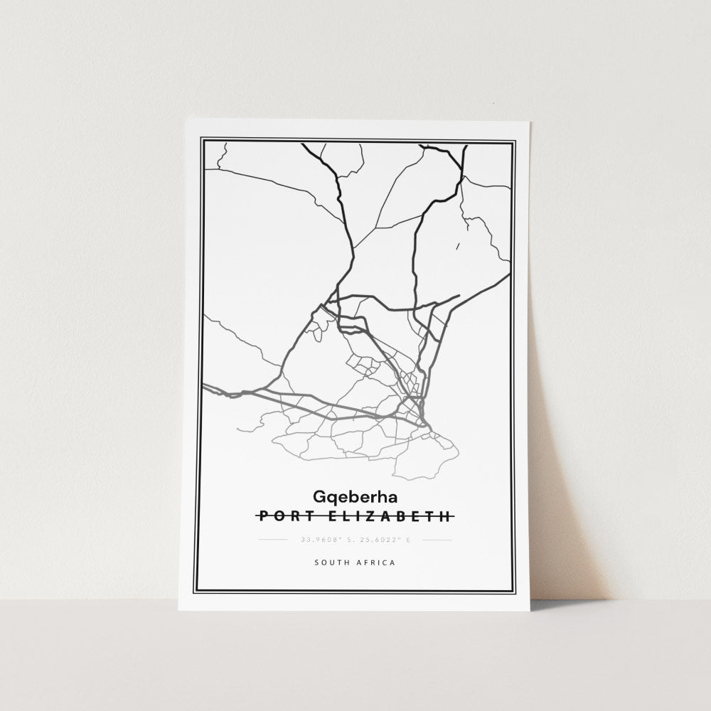 Gqeberha (Port Elizabeth) Map Art Print