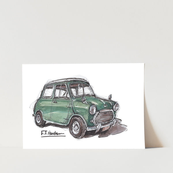 Green Mini Car Art Print
