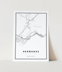 Hermanus Map Art Print