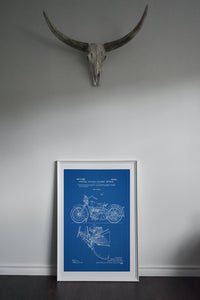 Harley Davidson Patent Art Print white frame