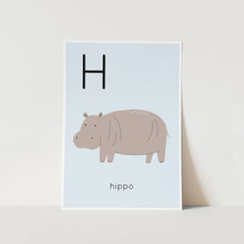 Load image into Gallery viewer, H for Hippo Alphabet Art Print