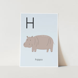 H for Hippo Alphabet Art Print