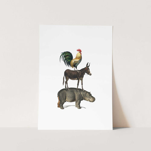 Hippo, Donkey, Cock Art Print
