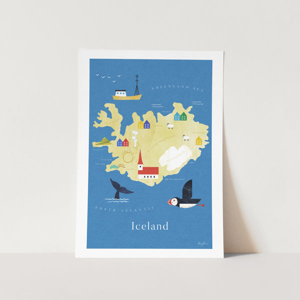 Iceland Illustration Map Art Print