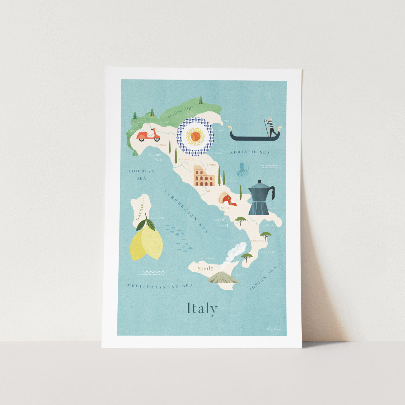 Italy Illustration Map Art Print