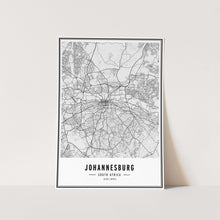 Load image into Gallery viewer, Johannesburg Greyscale Map Art Print