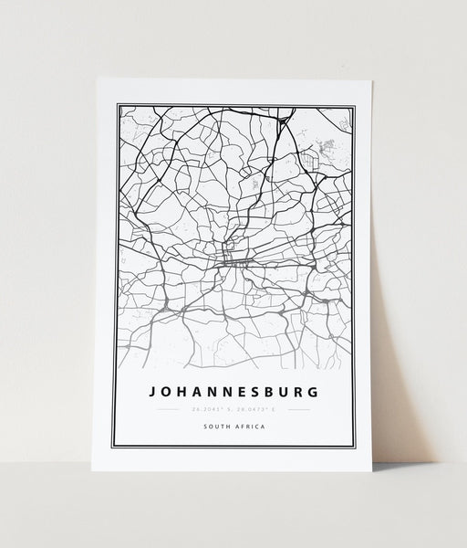 Johannesburg Map Art Print no Frame