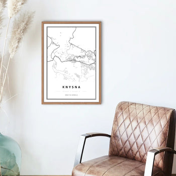 Knysna map art framed