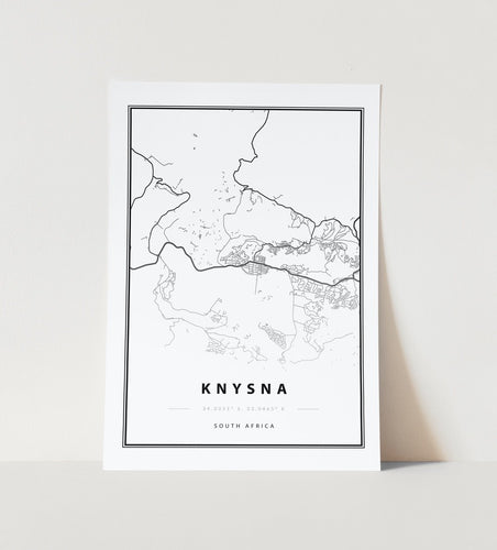 Knysna map wall art print