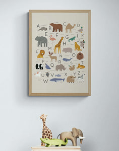 Animals Around the World Alphabet Neutral Art Print