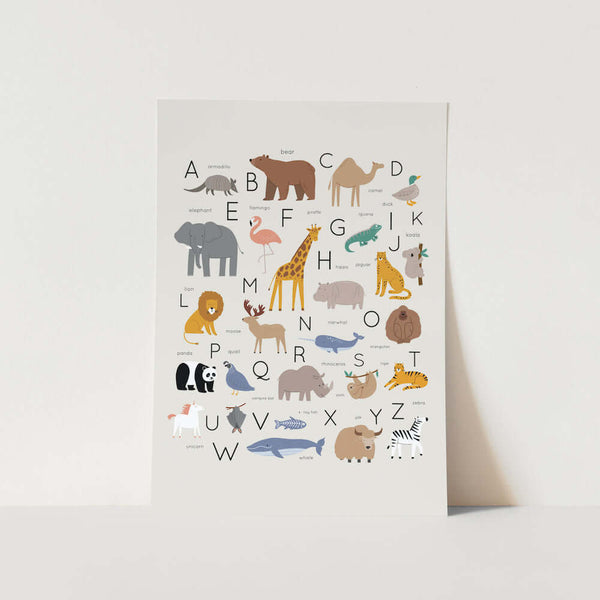 Animals Around the World Alphabet Neutral Art Print