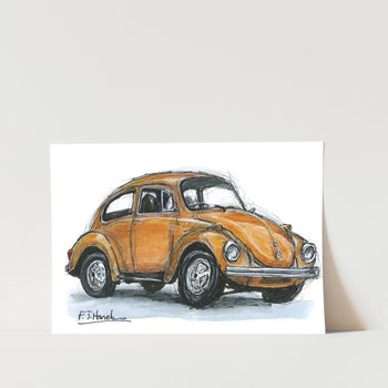 Orange Beetle VW Car Art Print