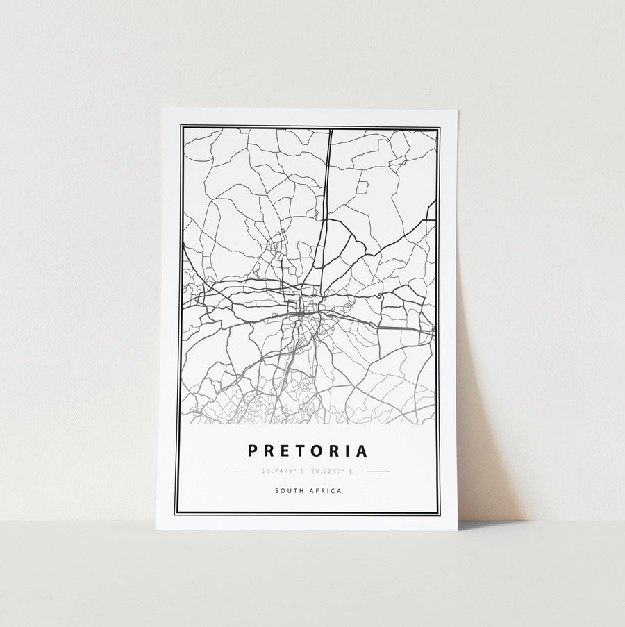Pretoria Map Art Print no Frame