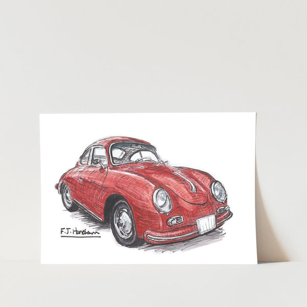 Porsche 356 Coupe Red Car Art Print