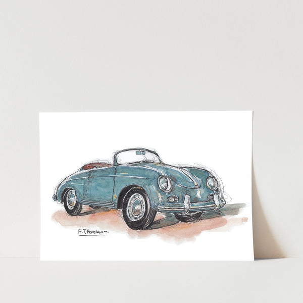 Porsche 356 Blue Car Art Print