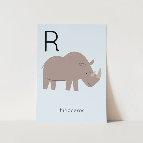 R for Rhino Alphabet Art Print