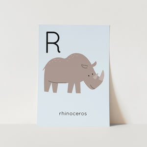 R for Rhino Alphabet Art Print