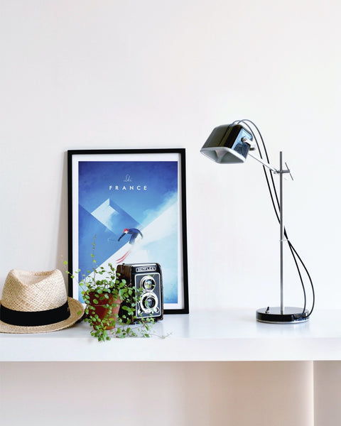 Ski France Art Print framed black