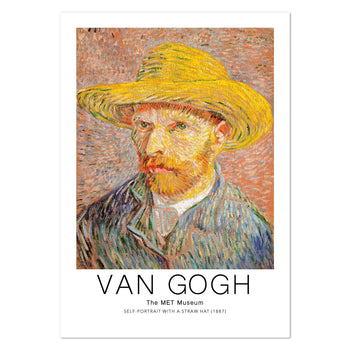 Self Portrait with a straw hat by Van Gogh Art Print